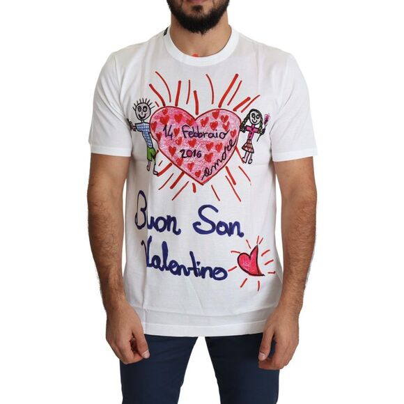 Dolce & Gabbana White Saint Valentine Hearts Print MenMen's T-shirt